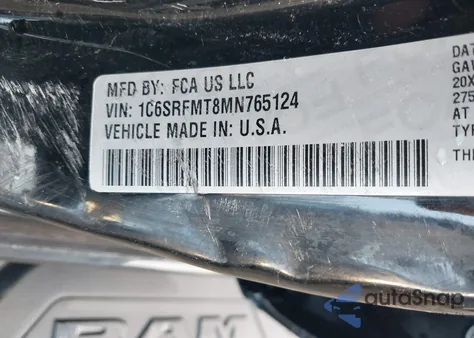 2021 Ram 1500 Big Horn 4X4 6'4 Box from USA, damaged, VIN 1C6SRFMT8MN765124